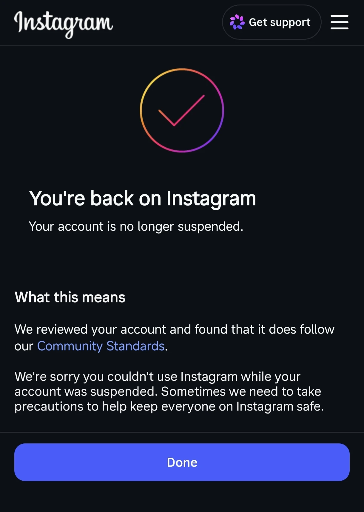 Unsuspend message